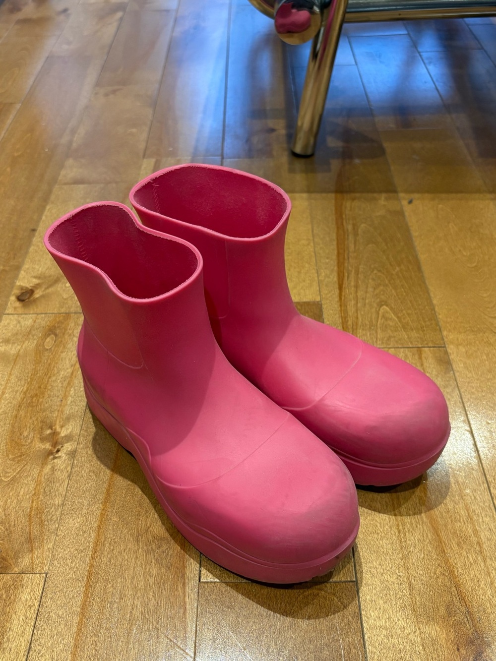 Bottega Veneta pink puddle boots